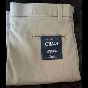Chaps school approved flat front khakis adj waist